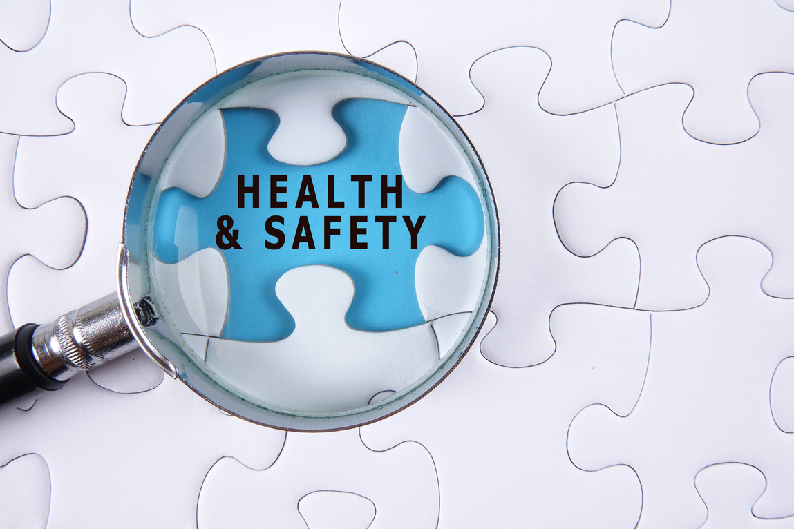 Health and safety concept: Missing piece of puzzle on white background